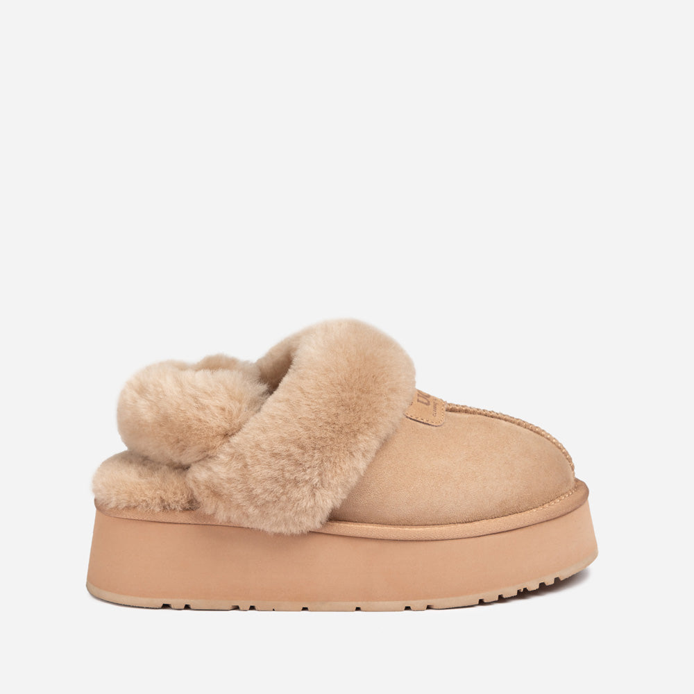 Ugg Coquette Platform Slipper (Elastic Logo &amp; Wool Strap) (Detachable Feature)-LADIES UGG-PEROZ Accessories