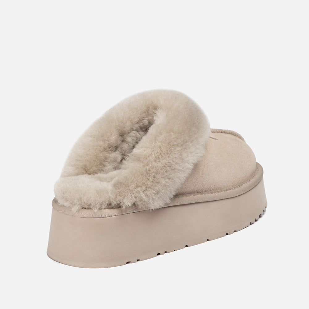 Ugg Coquette Platform Slipper (Elastic Logo &amp; Wool Strap) (Detachable Feature)-LADIES UGG-PEROZ Accessories