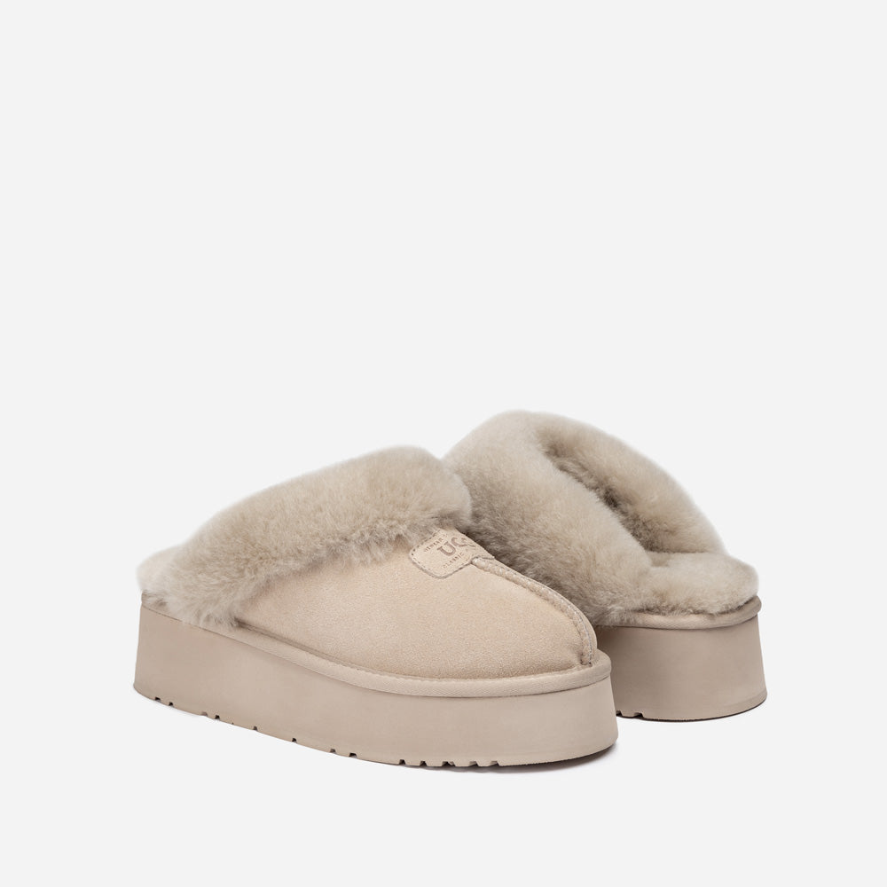 Ugg Coquette Platform Slipper (Elastic Logo &amp; Wool Strap) (Detachable Feature)-LADIES UGG-PEROZ Accessories