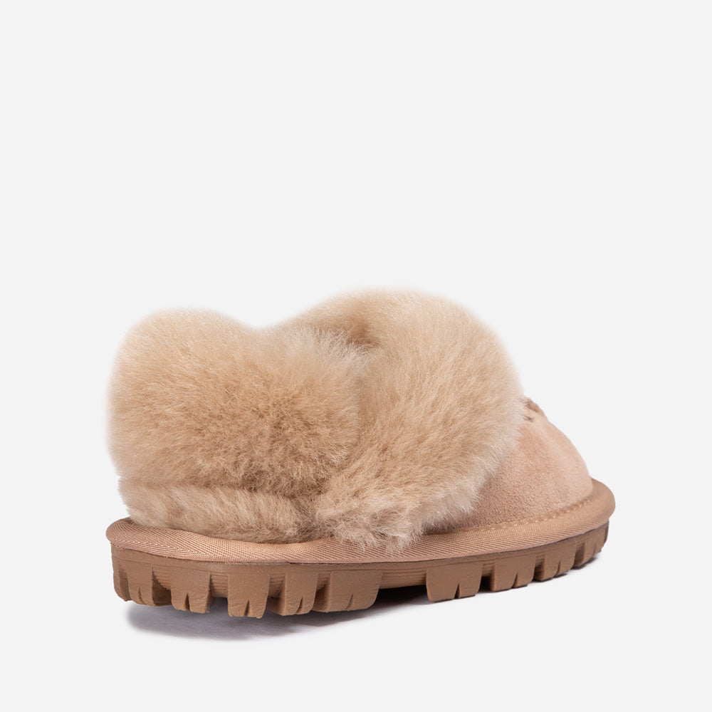 Ugg Kids Coquette Slipper (Cow Suede)(Elastic Logo &amp; Wool Strap)(Detachable Feature)-KIDS UGG-PEROZ Accessories