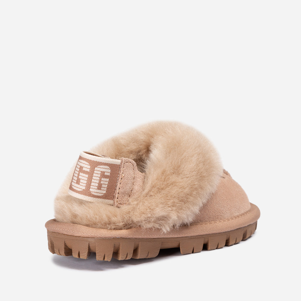 Ugg Kids Coquette Slipper (Cow Suede)(Elastic Logo &amp; Wool Strap)(Detachable Feature)-KIDS UGG-PEROZ Accessories