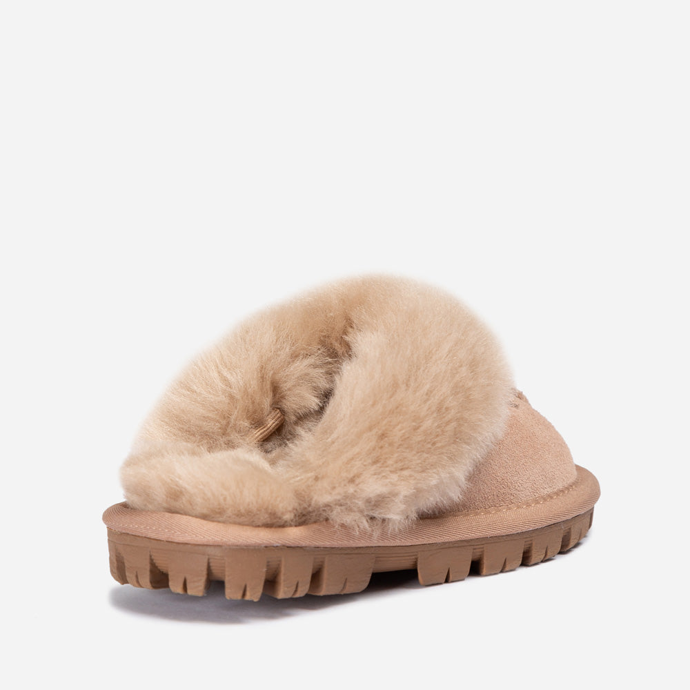 Ugg Kids Coquette Slipper (Cow Suede)(Elastic Logo &amp; Wool Strap)(Detachable Feature)-KIDS UGG-PEROZ Accessories