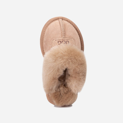 Ugg Kids Coquette Slipper (Cow Suede)(Elastic Logo &amp; Wool Strap)(Detachable Feature)-KIDS UGG-PEROZ Accessories