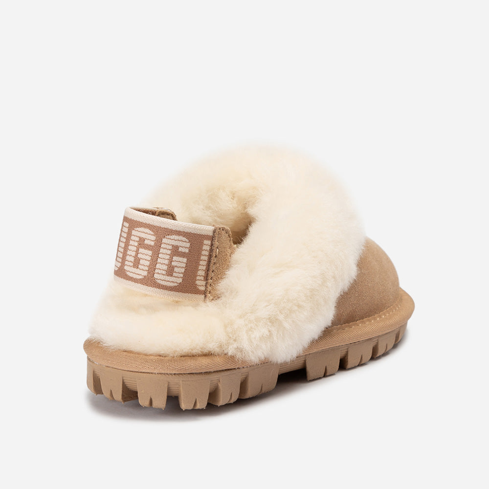 Ugg Kids Coquette Slipper (Cow Suede)(Elastic Logo &amp; Wool Strap)(Detachable Feature)-KIDS UGG-PEROZ Accessories