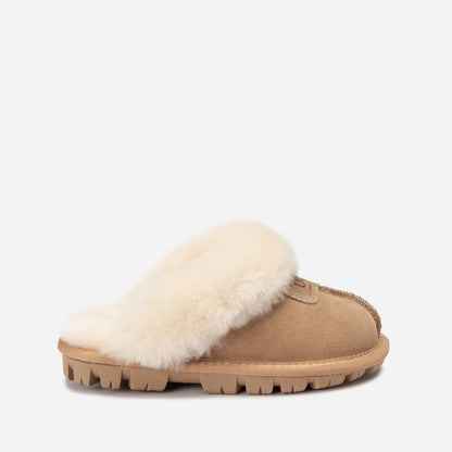 Ugg Kids Coquette Slipper (Cow Suede)(Elastic Logo &amp; Wool Strap)(Detachable Feature)-KIDS UGG-PEROZ Accessories