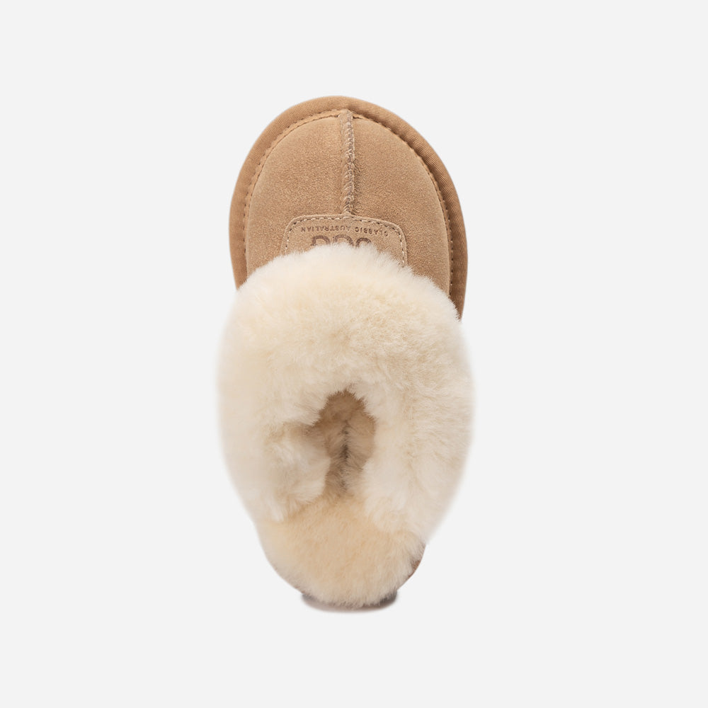 Ugg Kids Coquette Slipper (Cow Suede)(Elastic Logo &amp; Wool Strap)(Detachable Feature)-KIDS UGG-PEROZ Accessories