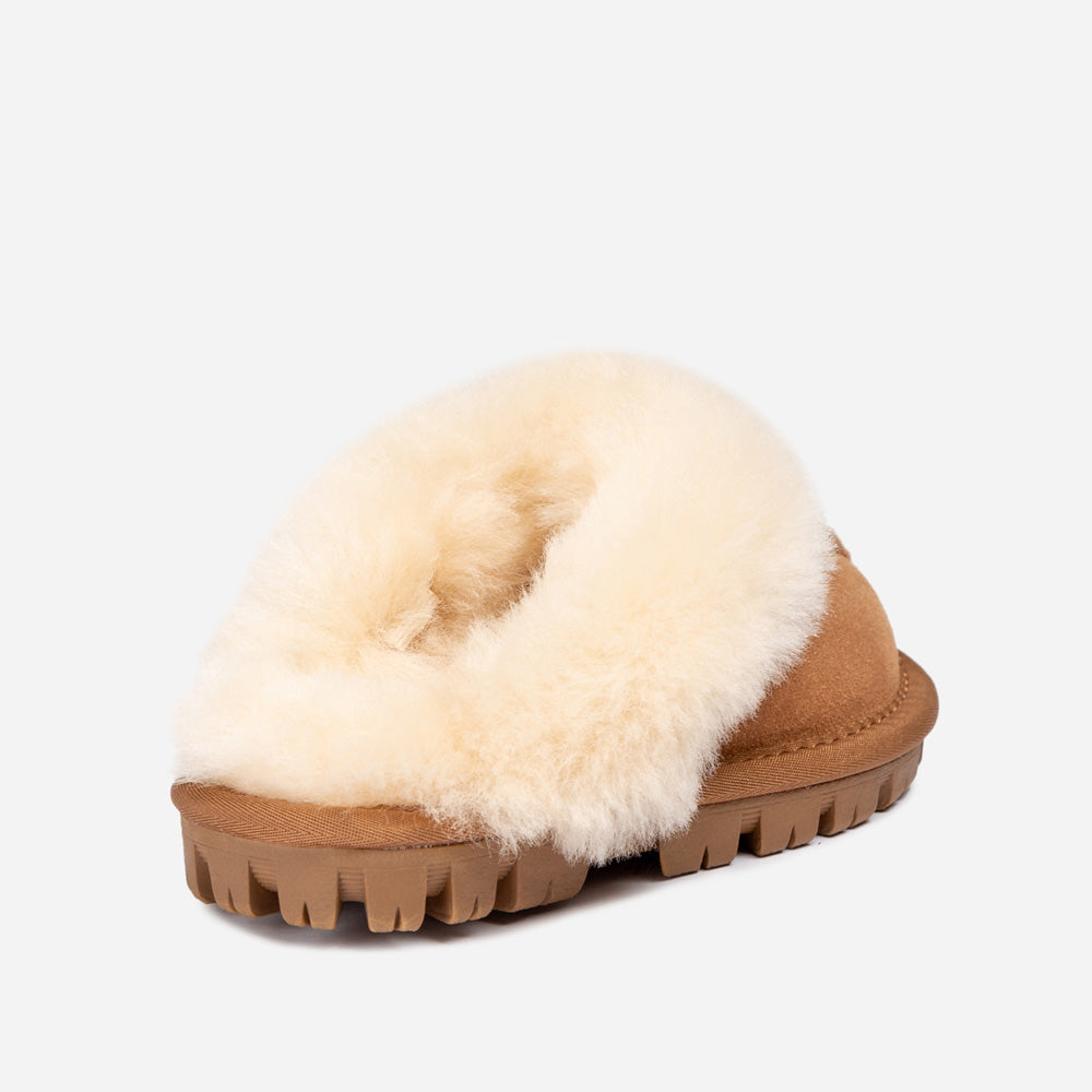 Ugg Kids Coquette Slipper (Cow Suede)(Elastic Logo &amp; Wool Strap)(Detachable Feature)-KIDS UGG-PEROZ Accessories