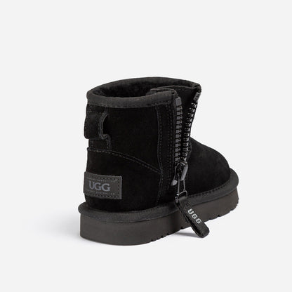 Ugg Kids Mini Zipper Tape Logo Boots-KIDS UGG-PEROZ Accessories
