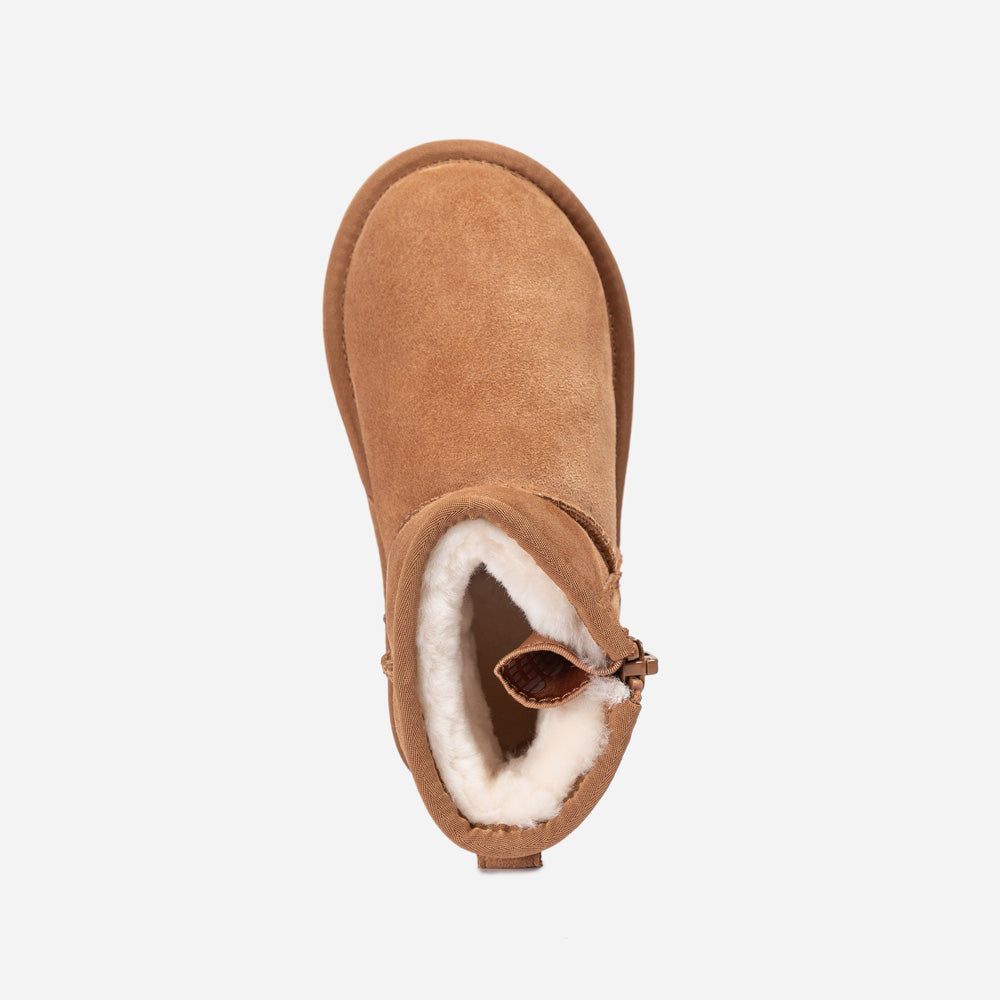 Ugg Kids Mini Zipper Tape Logo Boots-KIDS UGG-PEROZ Accessories