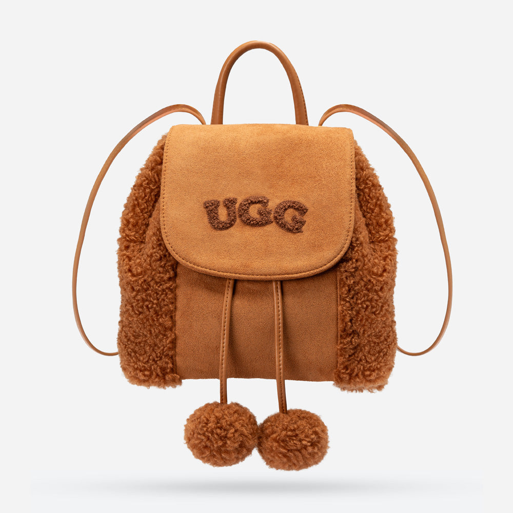 Ugg Pompom Fluffy Backpack-PEROZ Accessories