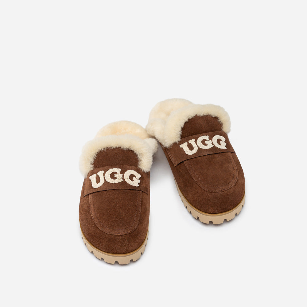 Ugg Priya Knit Logo Shearling Slipper-Women Slippers-PEROZ Accessories
