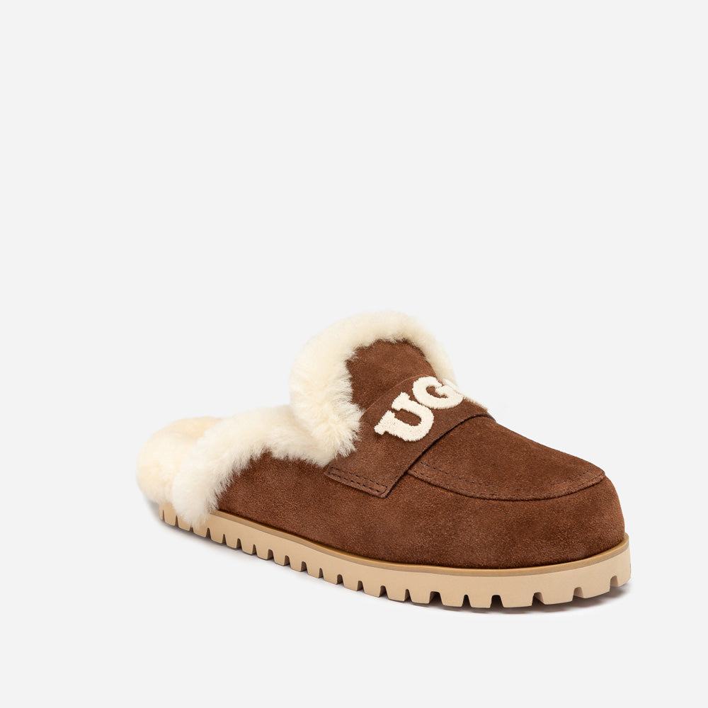 Ugg Priya Knit Logo Shearling Slipper-Women Slippers-PEROZ Accessories