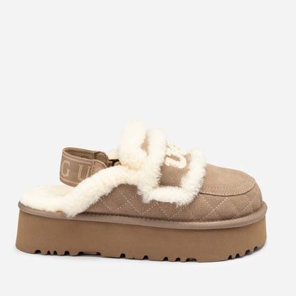 Ugg Violet Matelassé Shearling Platform Slipper (Detachable Feature)-Women Slippers-PEROZ Accessories