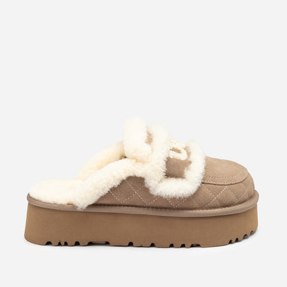 Ugg Violet Matelassé Shearling Platform Slipper (Detachable Feature)-Women Slippers-PEROZ Accessories