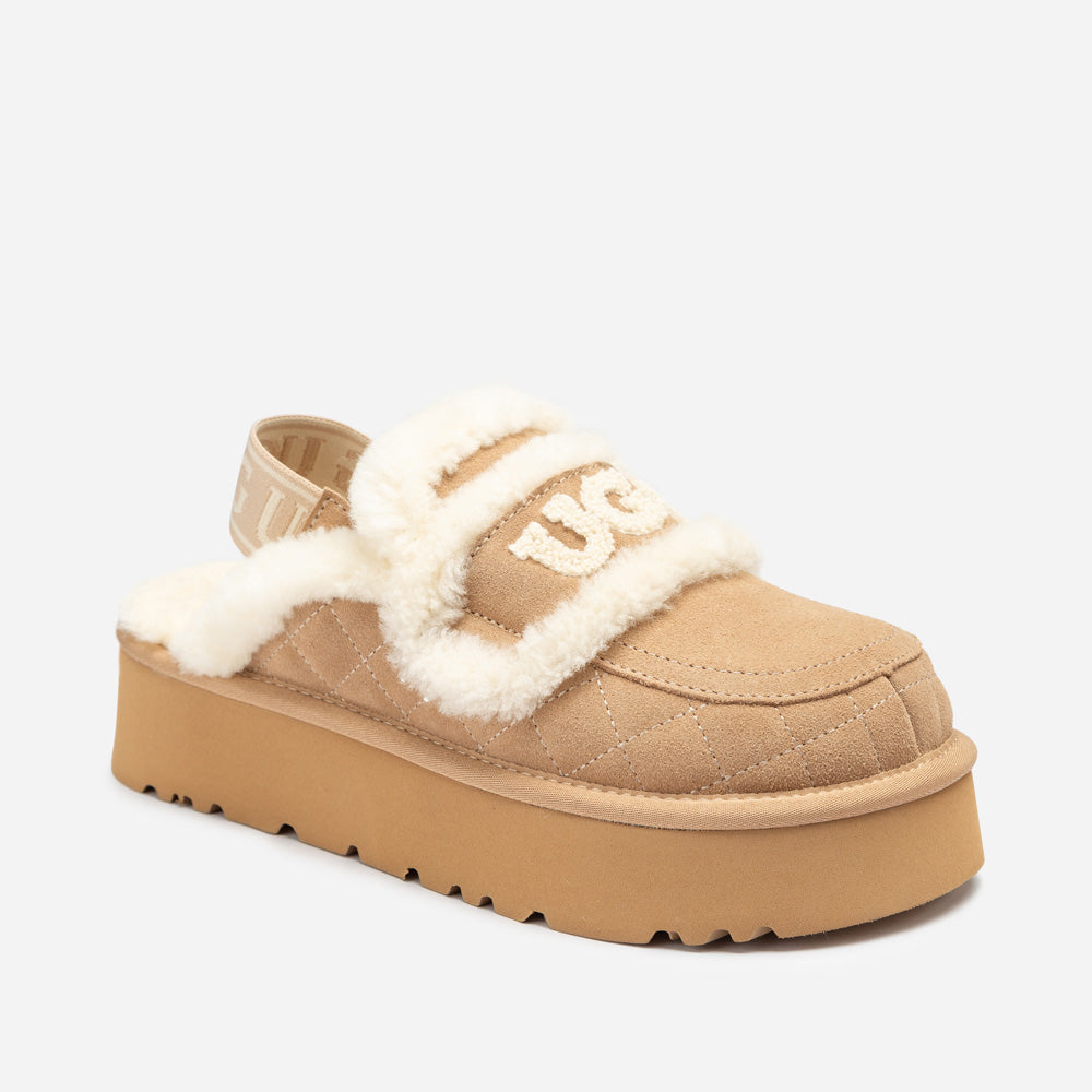 Ugg Violet Matelassé Shearling Platform Slipper (Detachable Feature)-Women Slippers-PEROZ Accessories