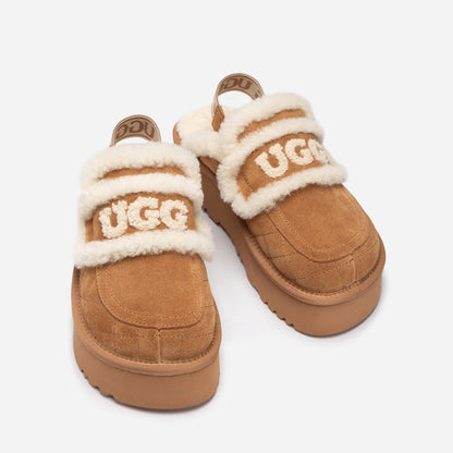 Ugg Violet Matelassé Shearling Platform Slipper (Detachable Feature)-Women Slippers-PEROZ Accessories