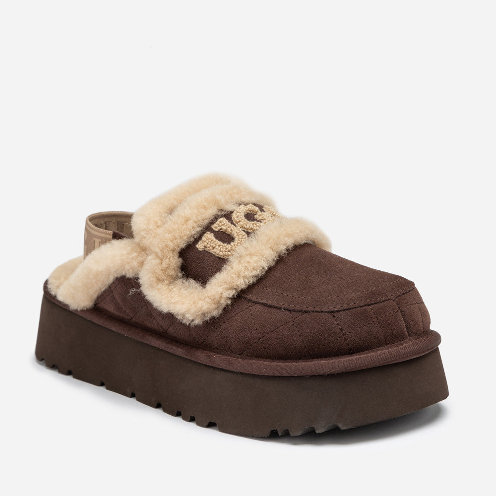 Ugg Violet Matelassé Shearling Platform Slipper (Detachable Feature)-Women Slippers-PEROZ Accessories