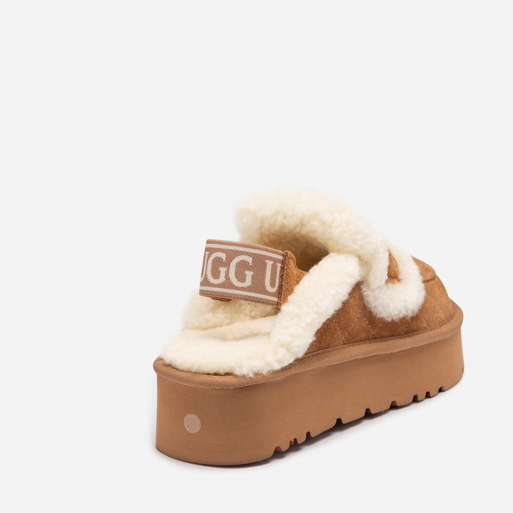 Ugg Violet Matelassé Shearling Platform Slipper (Detachable Feature)-Women Slippers-PEROZ Accessories