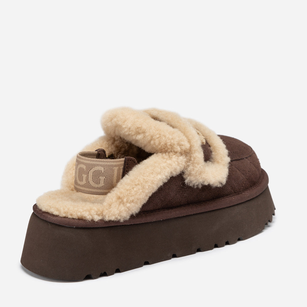 Ugg Violet Matelassé Shearling Platform Slipper (Detachable Feature)-Women Slippers-PEROZ Accessories