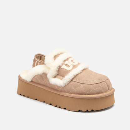 Ugg Violet Matelassé Shearling Platform Slipper (Detachable Feature)-Women Slippers-PEROZ Accessories