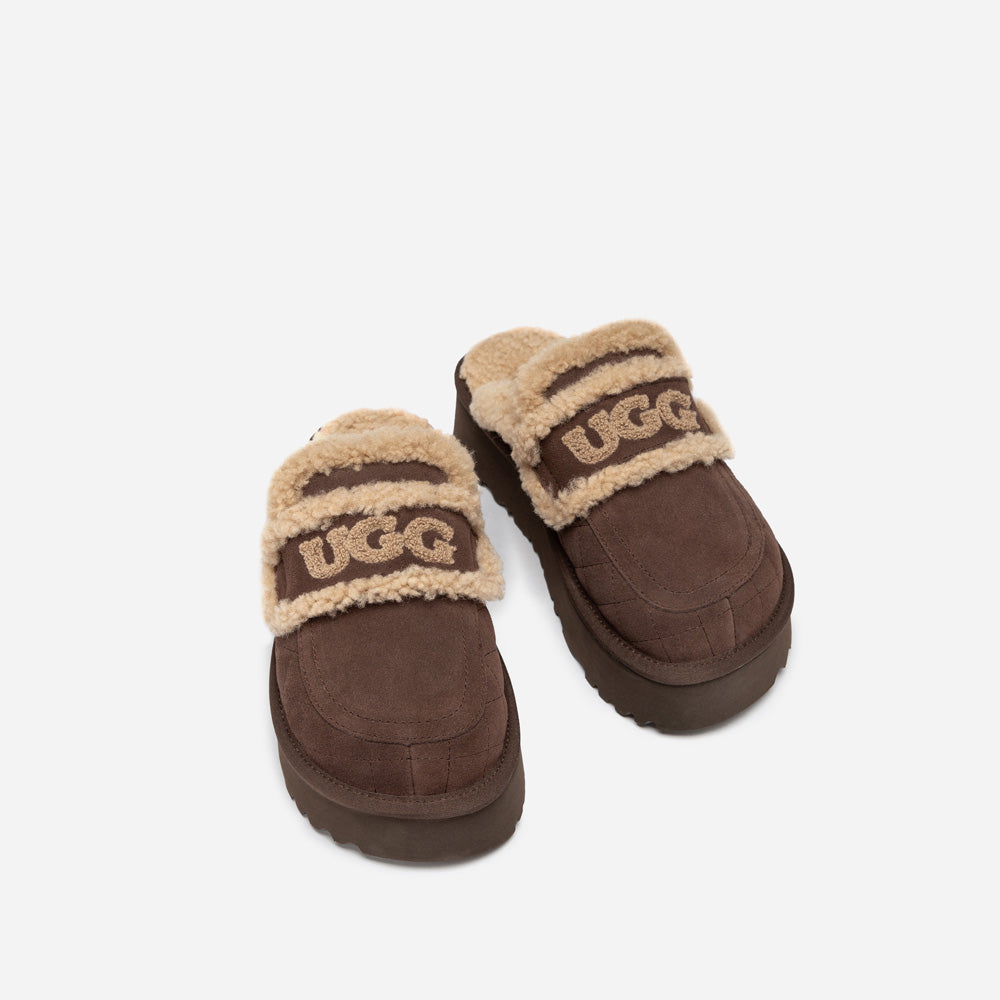 Ugg Violet Matelasse Shearling Platform Slipper-Women Slippers-PEROZ Accessories