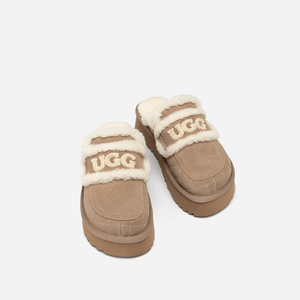 Ugg Violet Matelasse Shearling Platform Slipper-Women Slippers-PEROZ Accessories