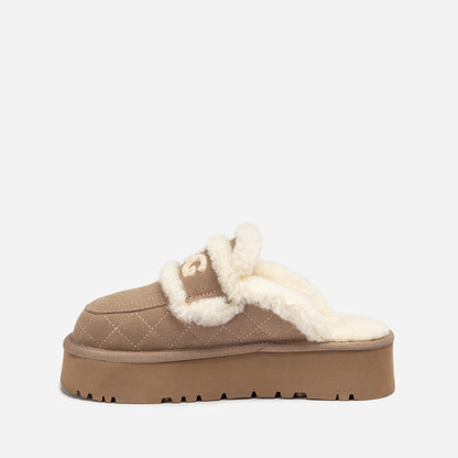Ugg Violet Matelasse Shearling Platform Slipper-Women Slippers-PEROZ Accessories