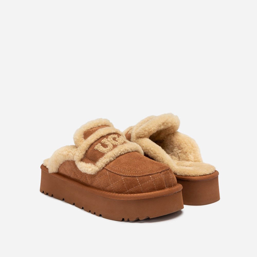 Ugg Violet Matelasse Shearling Platform Slipper-Women Slippers-PEROZ Accessories