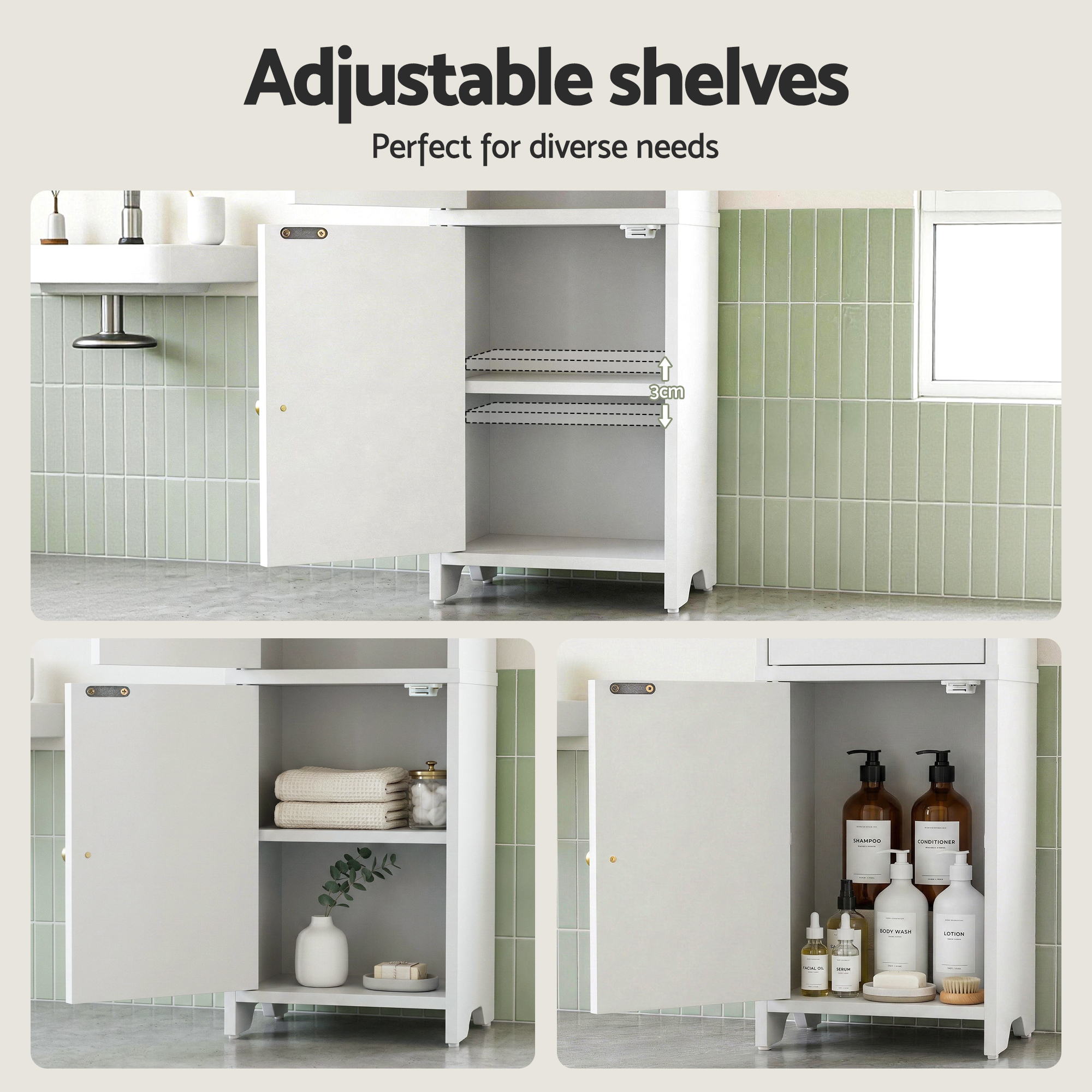 Artiss Bathroom Storage Cabinet 2-Tier Slim Toilet Organizer Adjustable White-Furniture > Bathroom > Bathroom Cabinets, Cupboards &amp; Storage-PEROZ Accessories