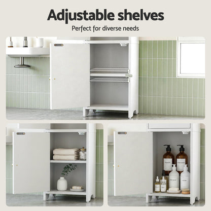 Artiss Bathroom Storage Cabinet 2-Tier Slim Toilet Organizer Adjustable White-Furniture > Bathroom > Bathroom Cabinets, Cupboards &amp; Storage-PEROZ Accessories