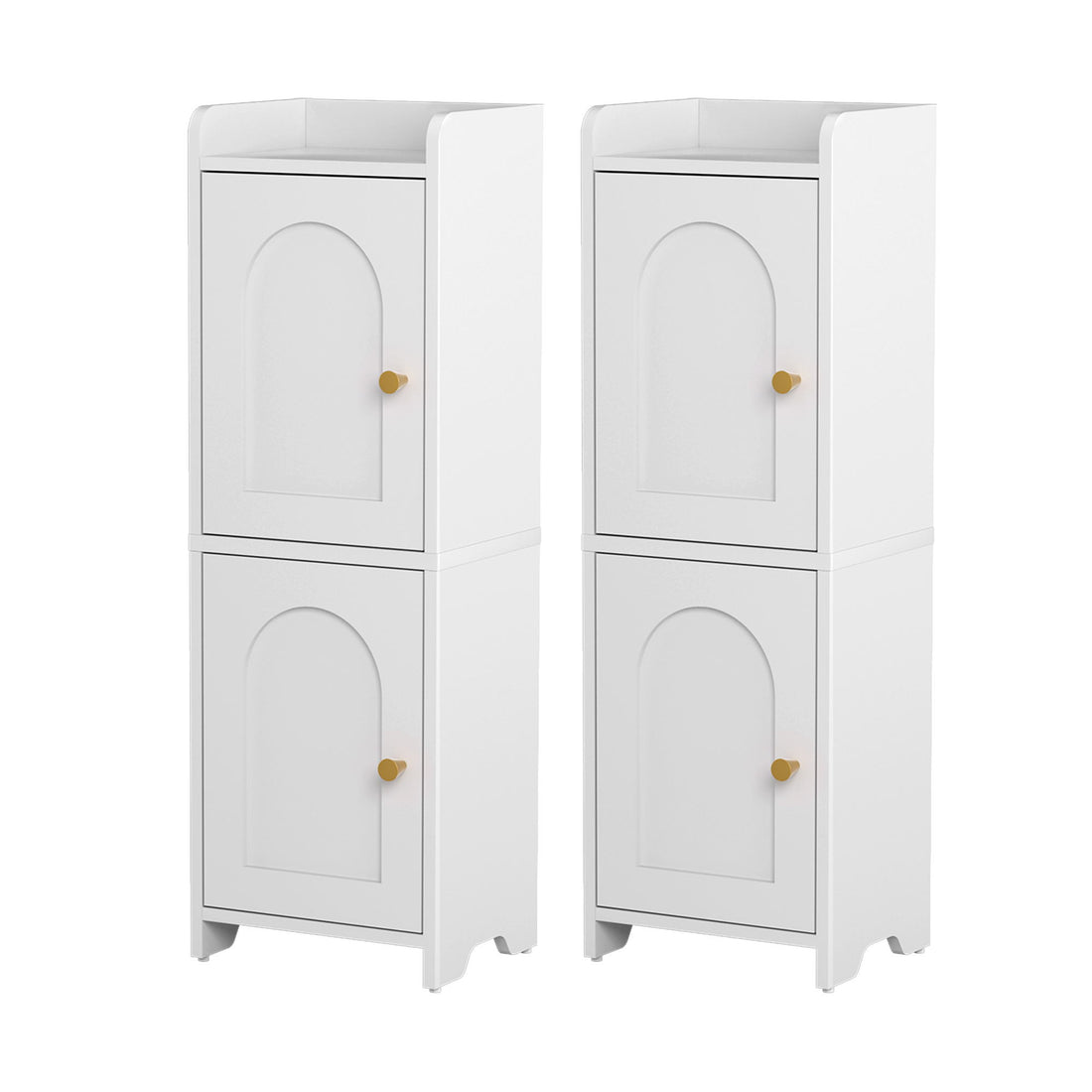 Artiss 2x Bathroom Storage Cabinet 2-Tier Slim Toilet Organizer Adjustable White-Furniture > Bathroom > Bathroom Cabinets, Cupboards &amp; Storage-PEROZ Accessories