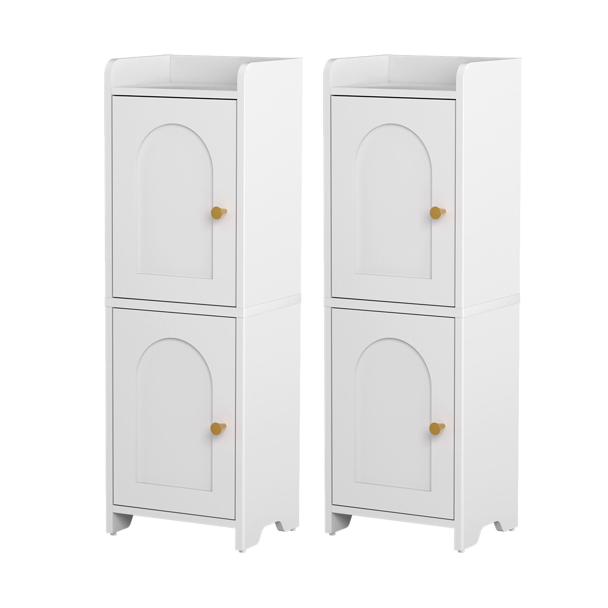 Artiss 2x Bathroom Storage Cabinet 2-Tier Slim Toilet Organizer Adjustable White-Furniture > Bathroom > Bathroom Cabinets, Cupboards &amp; Storage-PEROZ Accessories