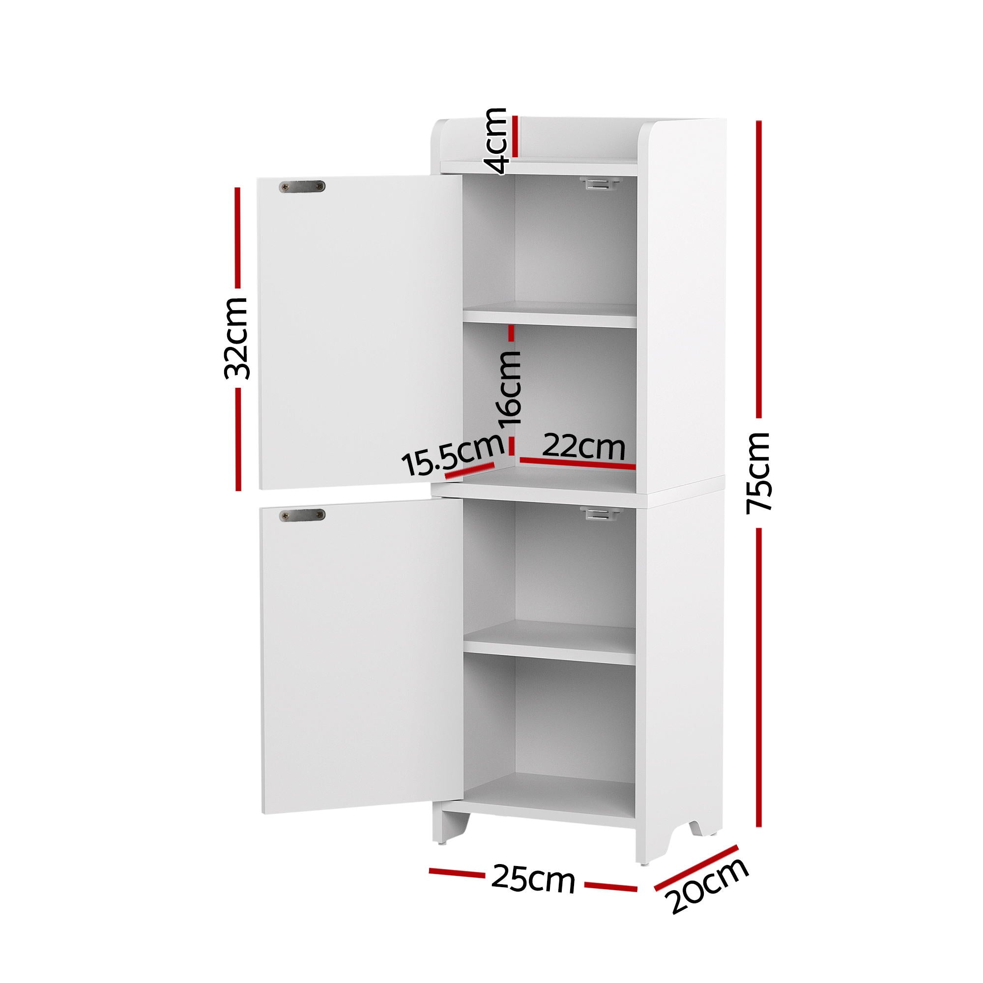Artiss 2x Bathroom Storage Cabinet 2-Tier Slim Toilet Organizer Adjustable White-Furniture > Bathroom > Bathroom Cabinets, Cupboards &amp; Storage-PEROZ Accessories