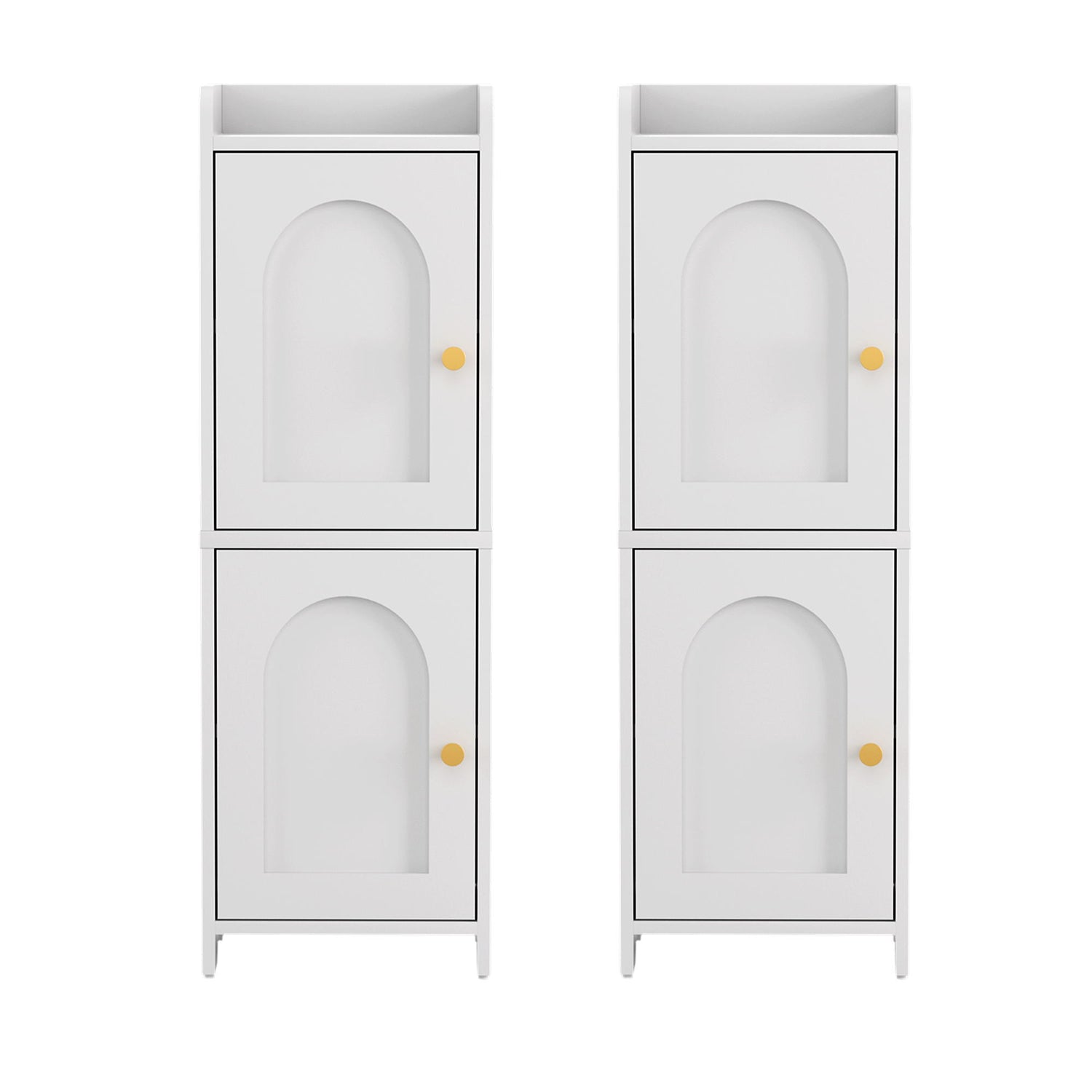 Artiss 2x Bathroom Storage Cabinet 2-Tier Slim Toilet Organizer Adjustable White-Furniture > Bathroom > Bathroom Cabinets, Cupboards &amp; Storage-PEROZ Accessories