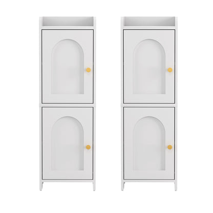 Artiss 2x Bathroom Storage Cabinet 2-Tier Slim Toilet Organizer Adjustable White-Furniture > Bathroom > Bathroom Cabinets, Cupboards &amp; Storage-PEROZ Accessories