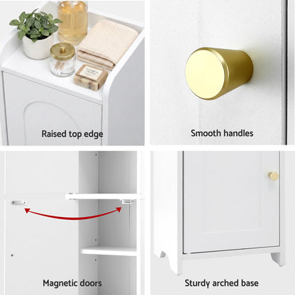 Artiss 2x Bathroom Storage Cabinet 2-Tier Slim Toilet Organizer Adjustable White-Furniture > Bathroom > Bathroom Cabinets, Cupboards &amp; Storage-PEROZ Accessories