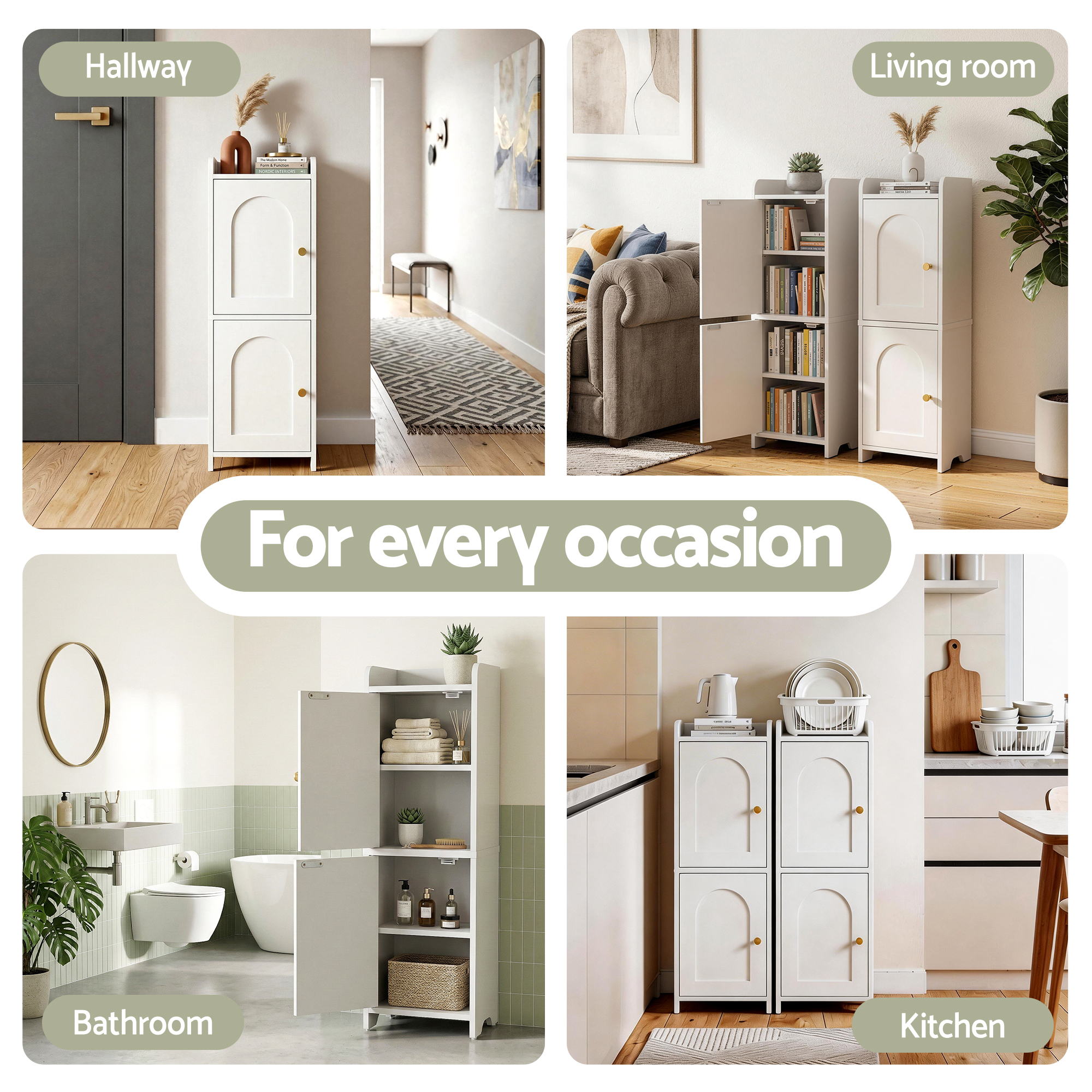 Artiss 2x Bathroom Storage Cabinet 2-Tier Slim Toilet Organizer Adjustable White-Furniture > Bathroom > Bathroom Cabinets, Cupboards &amp; Storage-PEROZ Accessories