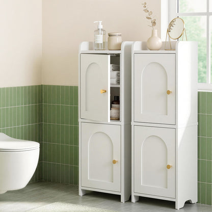 Artiss 2x Bathroom Storage Cabinet 2-Tier Slim Toilet Organizer Adjustable White-Furniture > Bathroom > Bathroom Cabinets, Cupboards &amp; Storage-PEROZ Accessories