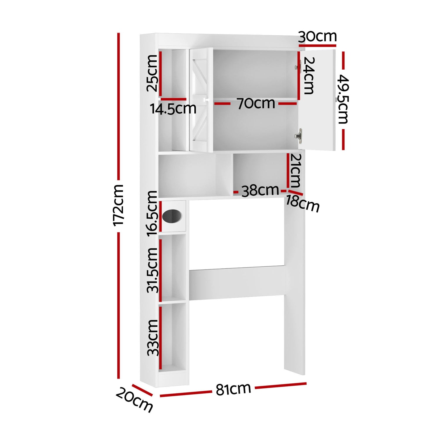 Artiss Bathroom Storage Cabinet Over The Toilet Organiser Laundry Shelf Holder-Furniture > Bathroom > Bathroom Cabinets, Cupboards &amp; Storage-PEROZ Accessories