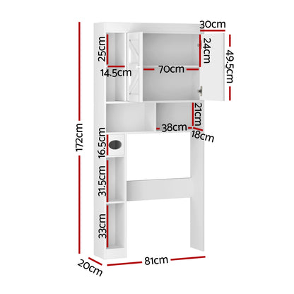 Artiss Bathroom Storage Cabinet Over The Toilet Organiser Laundry Shelf Holder-Furniture > Bathroom > Bathroom Cabinets, Cupboards &amp; Storage-PEROZ Accessories