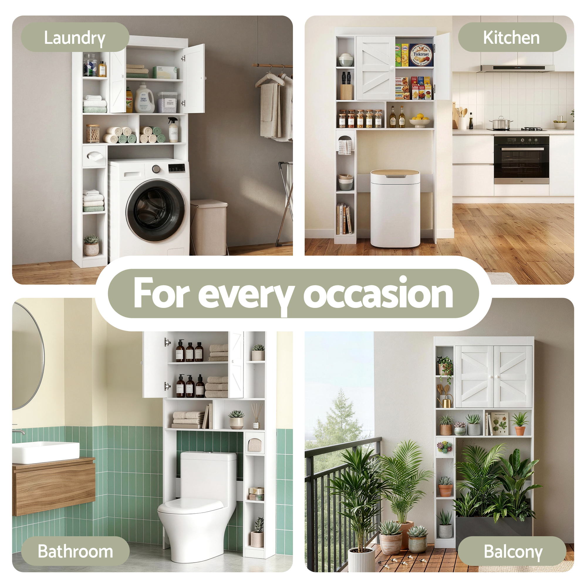 Artiss Bathroom Storage Cabinet Over The Toilet Organiser Laundry Shelf Holder-Furniture > Bathroom > Bathroom Cabinets, Cupboards &amp; Storage-PEROZ Accessories