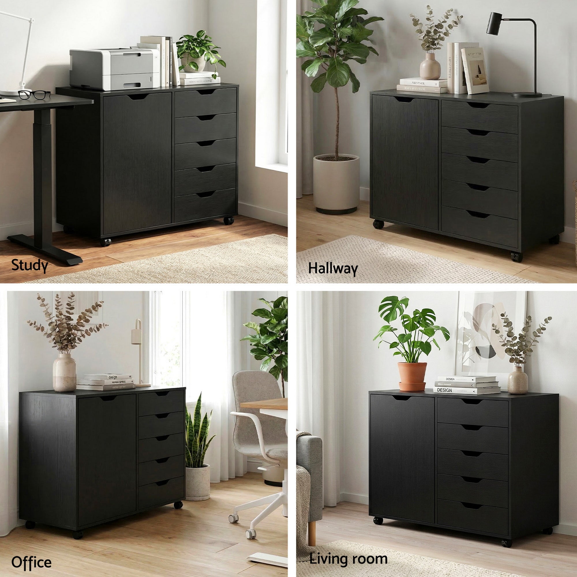 Artiss Mobile Filing Cabinet 5 Drawer with Door Modern Storage Cabinet Printer Stand-Furniture > Office > Storage Cabinets-PEROZ Accessories
