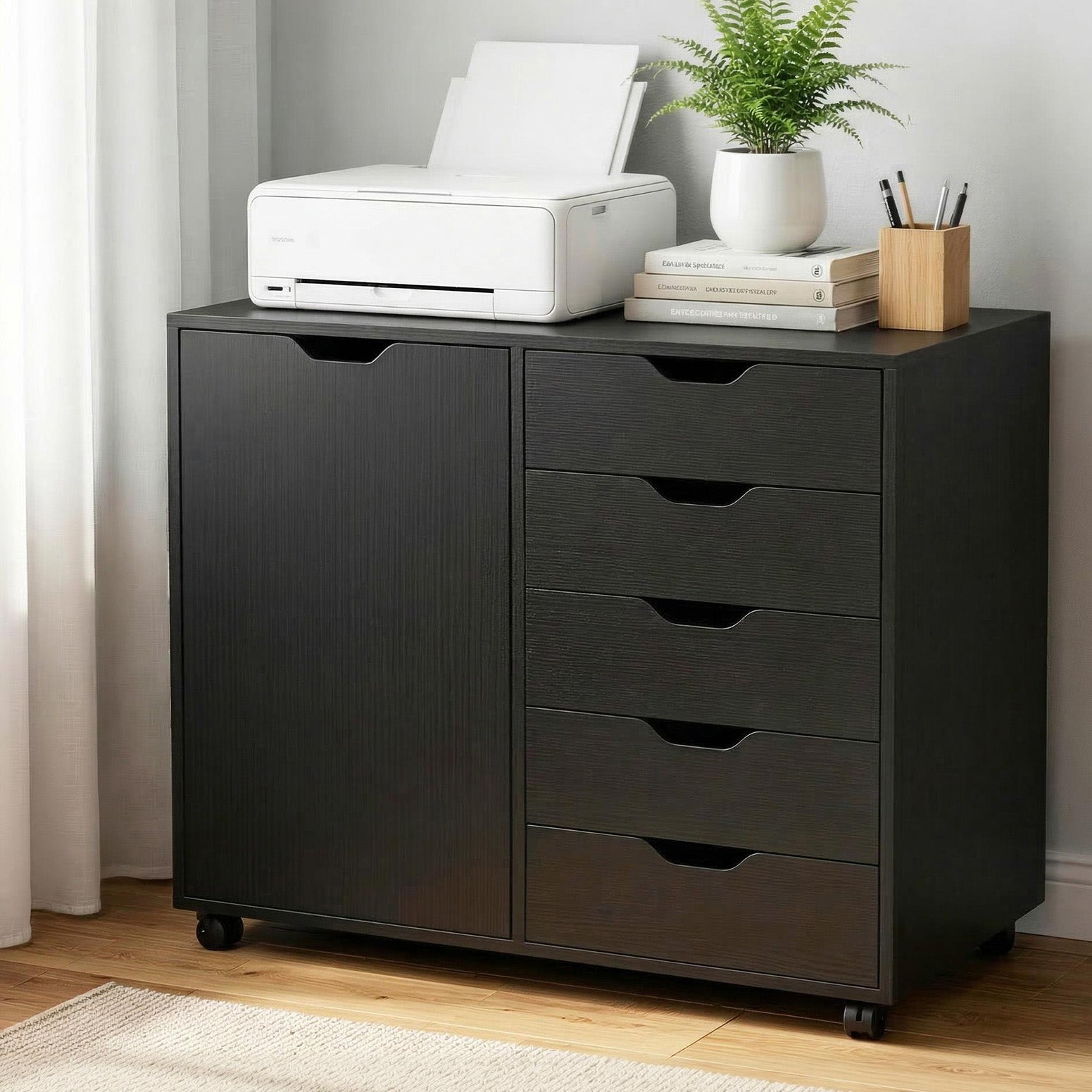 Artiss Mobile Filing Cabinet 5 Drawer with Door Modern Storage Cabinet Printer Stand-Furniture > Office > Storage Cabinets-PEROZ Accessories