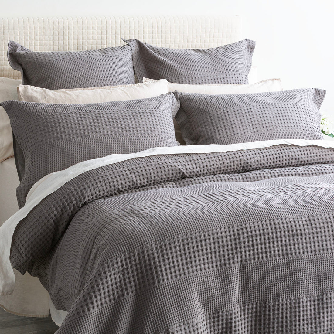 Elegance Waffle Cotton Jacquard Fossil Quilt Cover Set by Renee Taylor-Home &amp; Garden &gt; Bedding &gt; Quilts &amp; Duvets-PEROZ Accessories