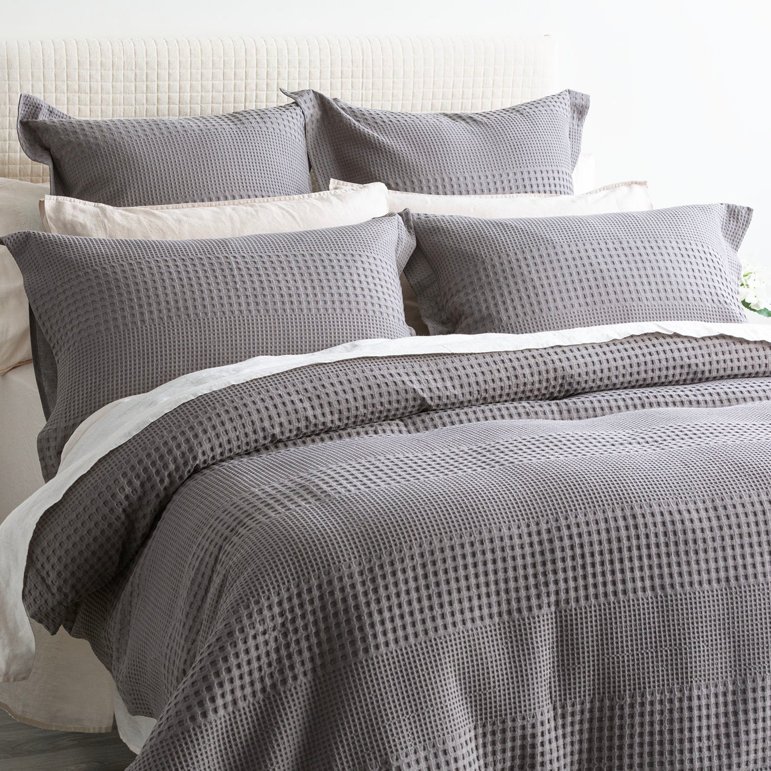 Elegance Waffle Cotton Jacquard Fossil Quilt Cover Set by Renee Taylor-Home &amp; Garden &gt; Bedding &gt; Quilts &amp; Duvets-PEROZ Accessories
