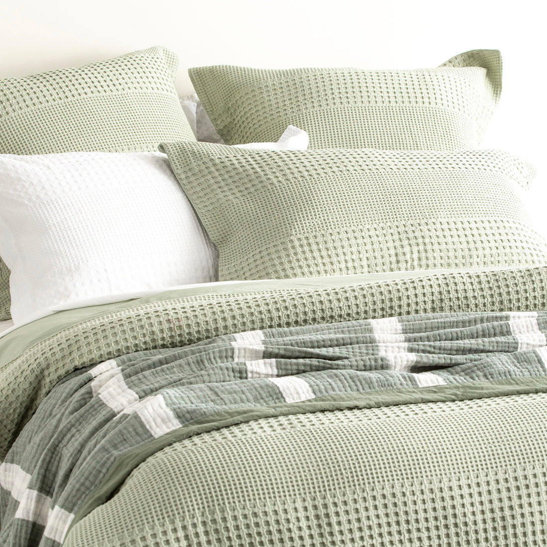 Elegance Waffle Cotton Jacquard Moss Quilt Cover Set by Renee Taylor-Home &amp; Garden &gt; Bedding &gt; Quilts &amp; Duvets-PEROZ Accessories