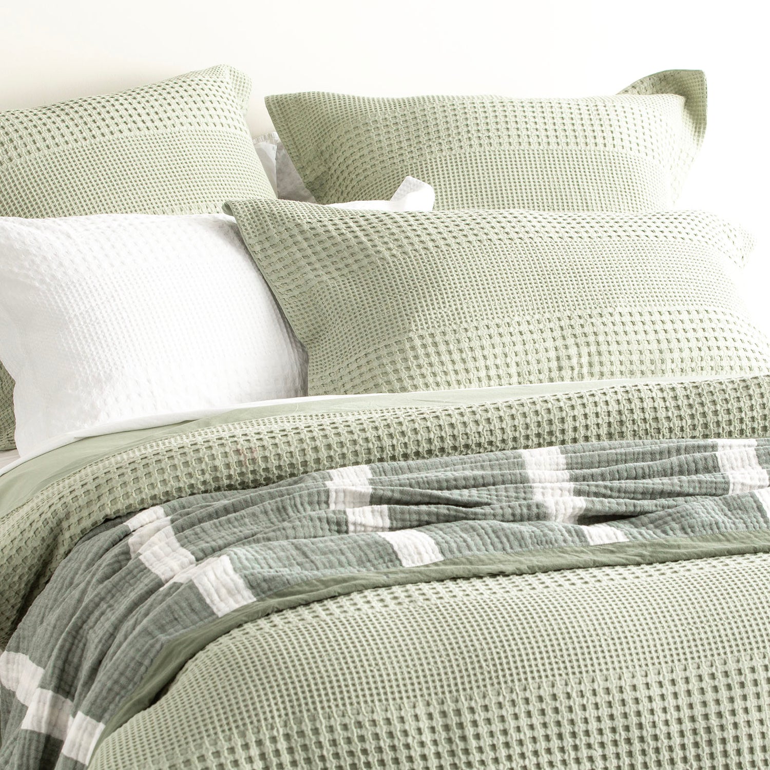 Elegance Waffle Cotton Jacquard Moss European Pillowcase by Renee Taylor-Home &amp; Garden &gt; Bedding &gt; Pillowcases-PEROZ Accessories