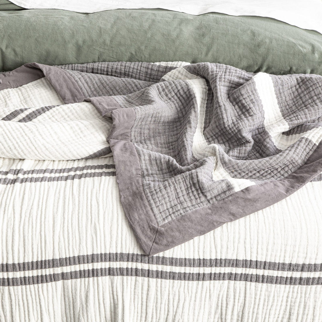 Brighton Washed Cotton Yarn Dyed Textured Nude Blanket by Renee Taylor-Home &amp; Garden &gt; Bedding &gt; Blankets &amp; Throws-PEROZ Accessories
