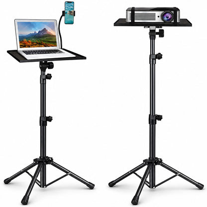 Adjustable Projector Stand with 360° Phone Holder, 57–125cm Folding Tripod Floor Stand for Laptop, Tablet &amp; Projector-Audio &amp; Video > Projectors &amp; Accessories > Screens &amp; Stands-PEROZ Accessories