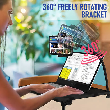 Adjustable Projector Stand with 360° Phone Holder, 57–125cm Folding Tripod Floor Stand for Laptop, Tablet &amp; Projector-Audio &amp; Video > Projectors &amp; Accessories > Screens &amp; Stands-PEROZ Accessories